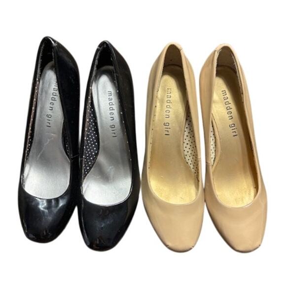 Madden Girl Shoes - Madden Girl 2-Pair Lot of Getta Heel Pumps - Black & Nude Size 6